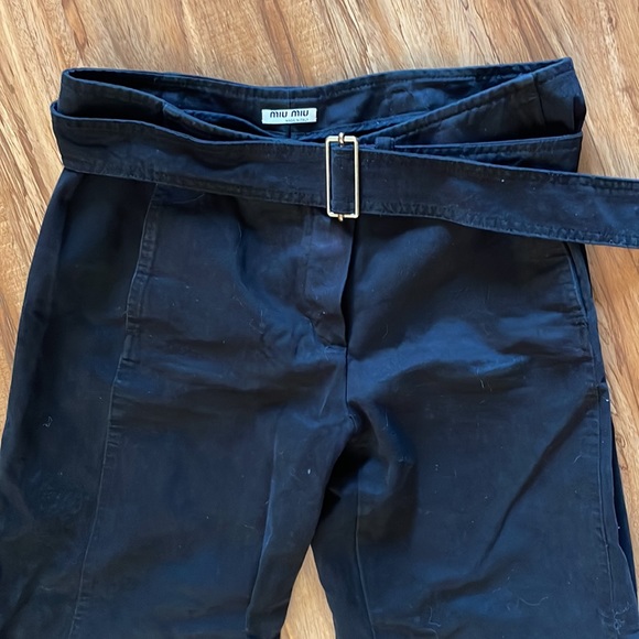 Size Small MIUMIU wide leg black pants with belt - Picture 2 of 3